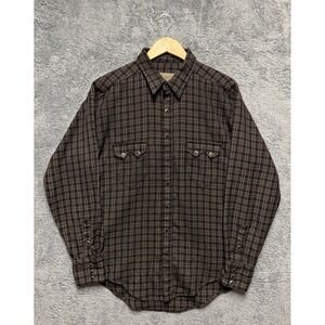 Rockmount Ranch Wear Shirt Mens M/L Brown Tru-West Sawtooth Pearl Snap Western